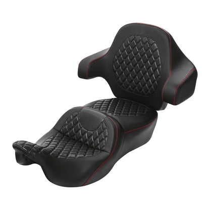 Backrest Pad - Black and Red for 2014-2023 Harley Touring Models