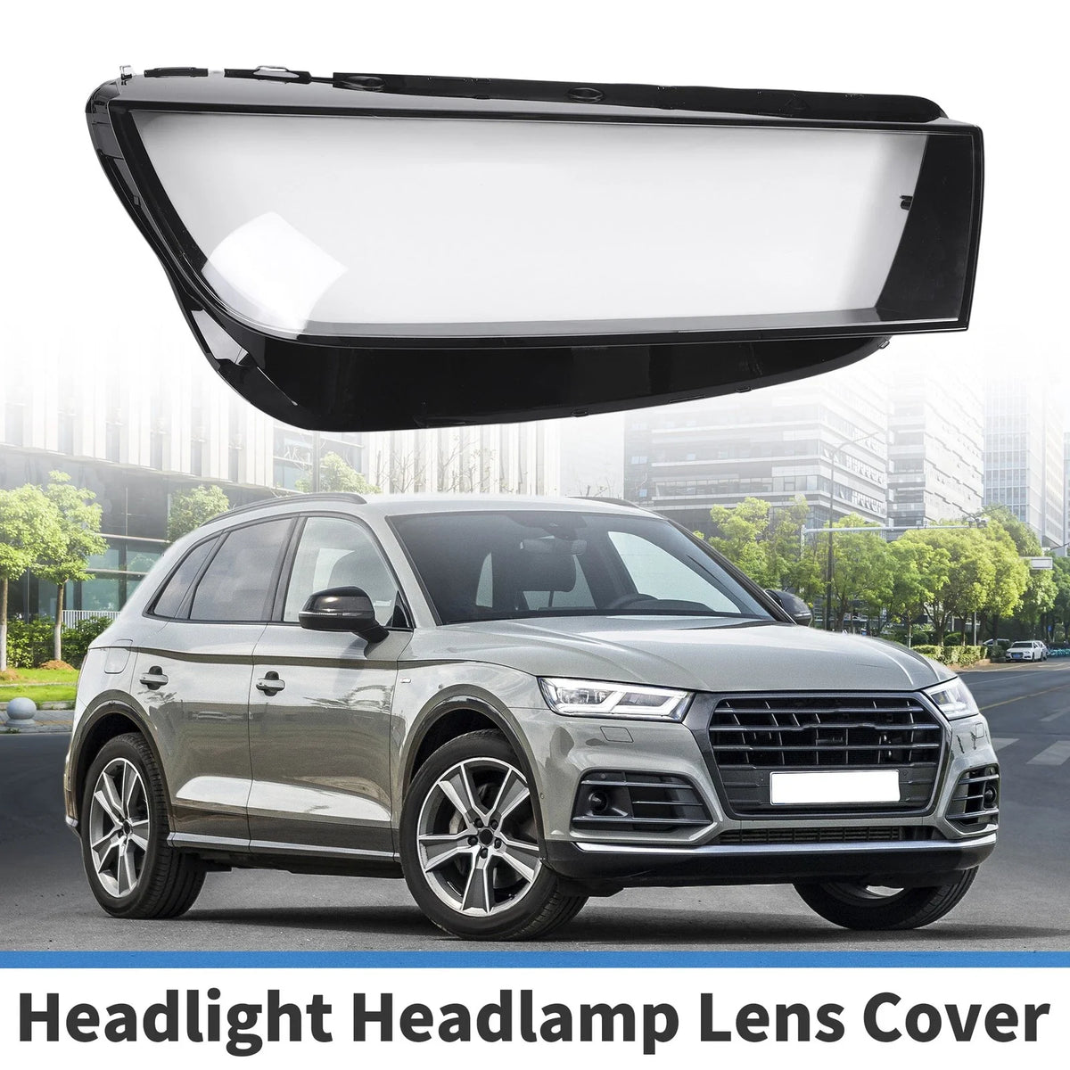 1 Pc Headlight Lens Cover for Audi Q5 (2018–2020) Black