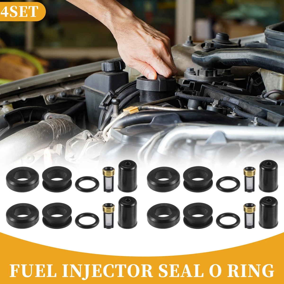 Set of 4 Fuel Injector Seal O Rings for Toyota Cressida (1988) NBR Rubber Black