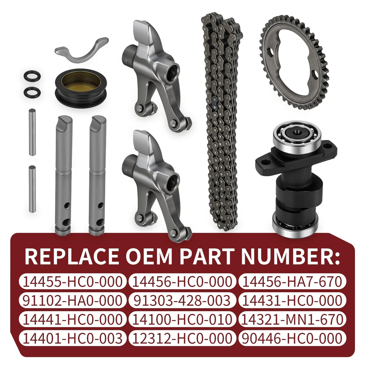 Camshaft Rocker Arm Kit with Chain Gear Sprocket for Honda TRX300EX 93-08