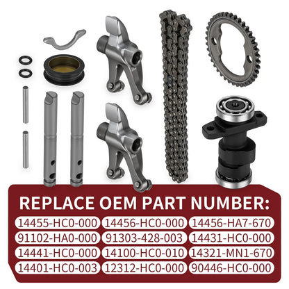 Camshaft Rocker Arm Kit with Chain Gear Sprocket for Honda TRX300EX 93-08
