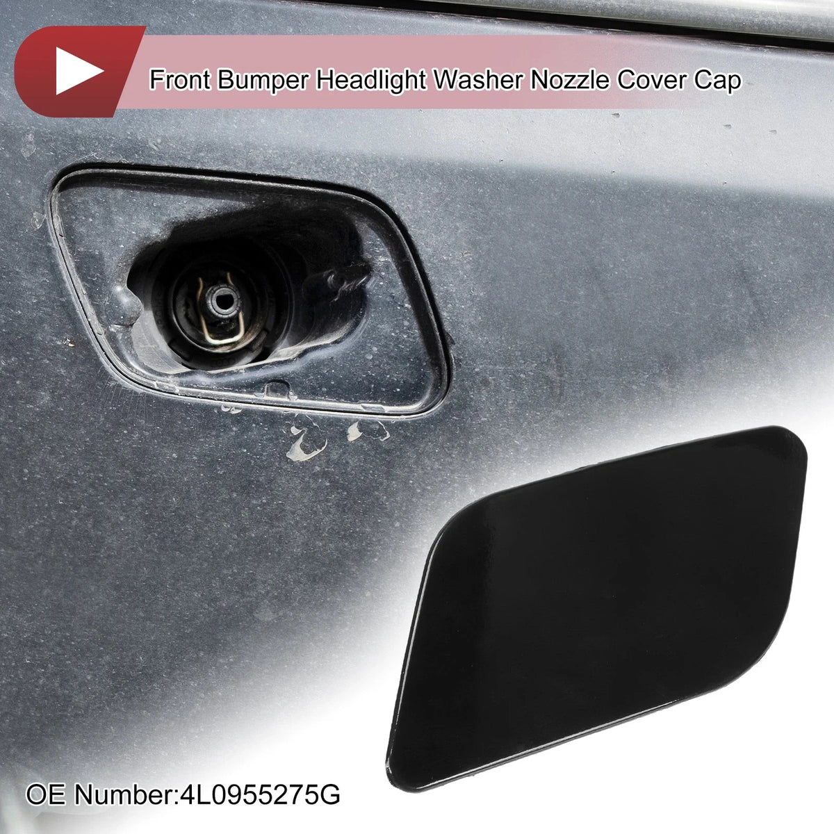 Front Left Washer Nozzle Cover Cap for Audi Q7 (2010–2015) 1 Pcs Black