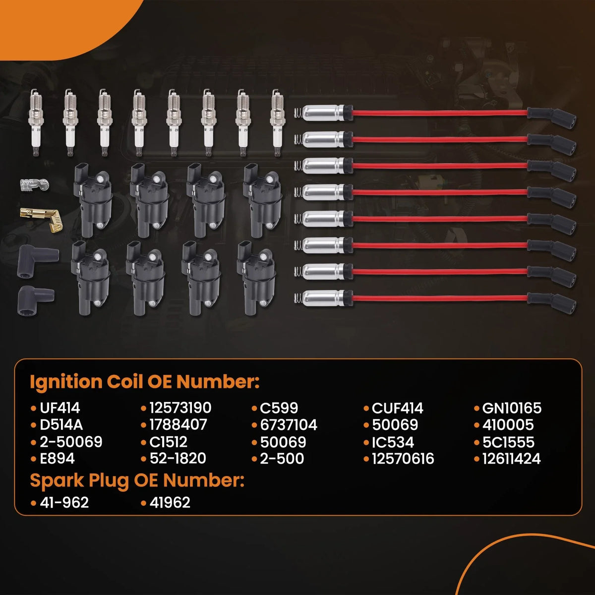8 Ignition Coils & Spark Plug Wires for GMC Chevy Silverado 2500 HD 2001-2007