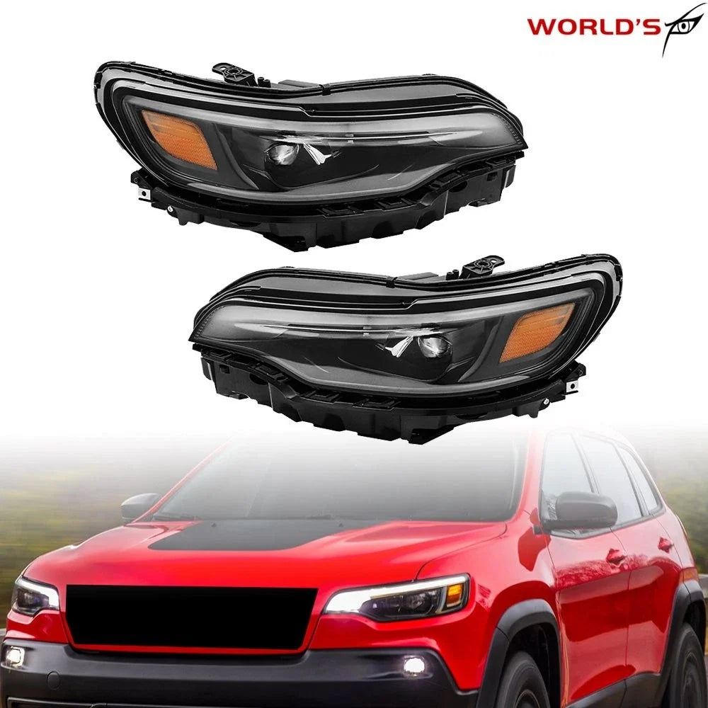 Pair Projector LED Headlights for Jeep Cherokee (2019–2023)