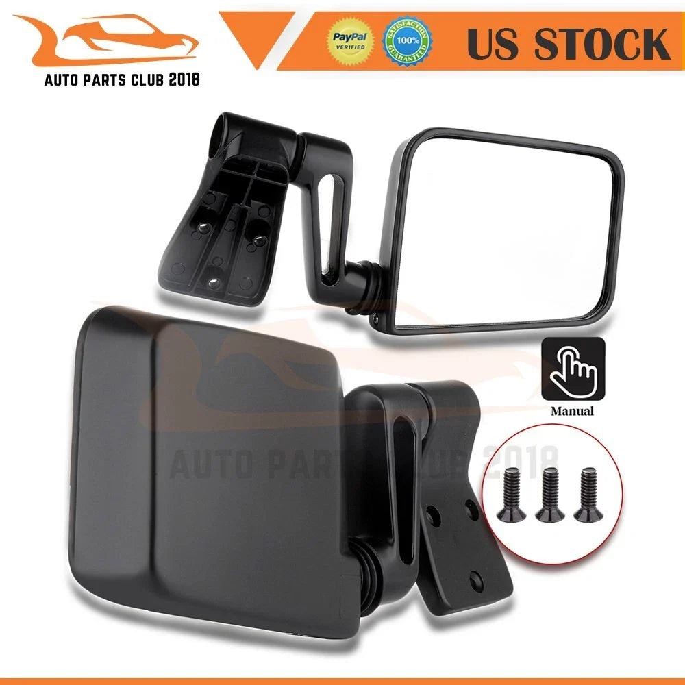 Set of 2 Manual Side View Mirrors for Jeep Wrangler (1987–2002)