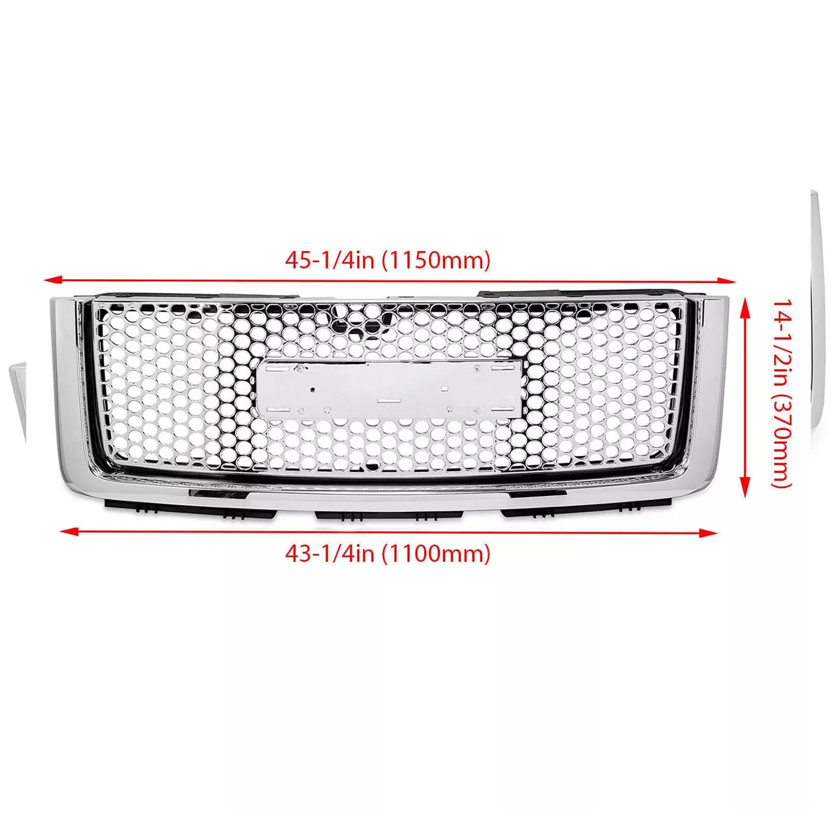 Front Upper Hood Grille for GMC Sierra 1500 Denali (2007–2013)