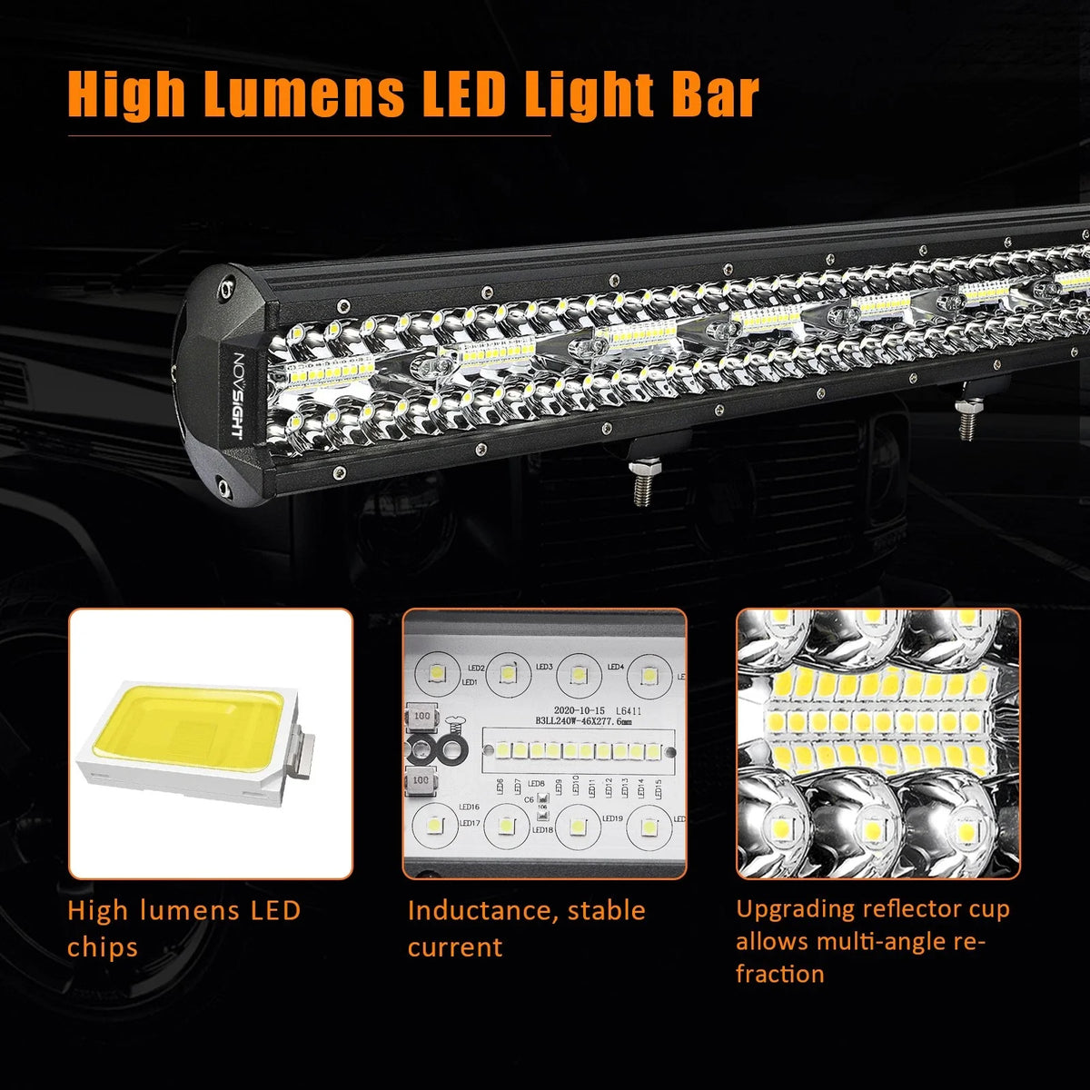 LED Work Light Bar 23" 480W for Offroad SUVs (50000LM)