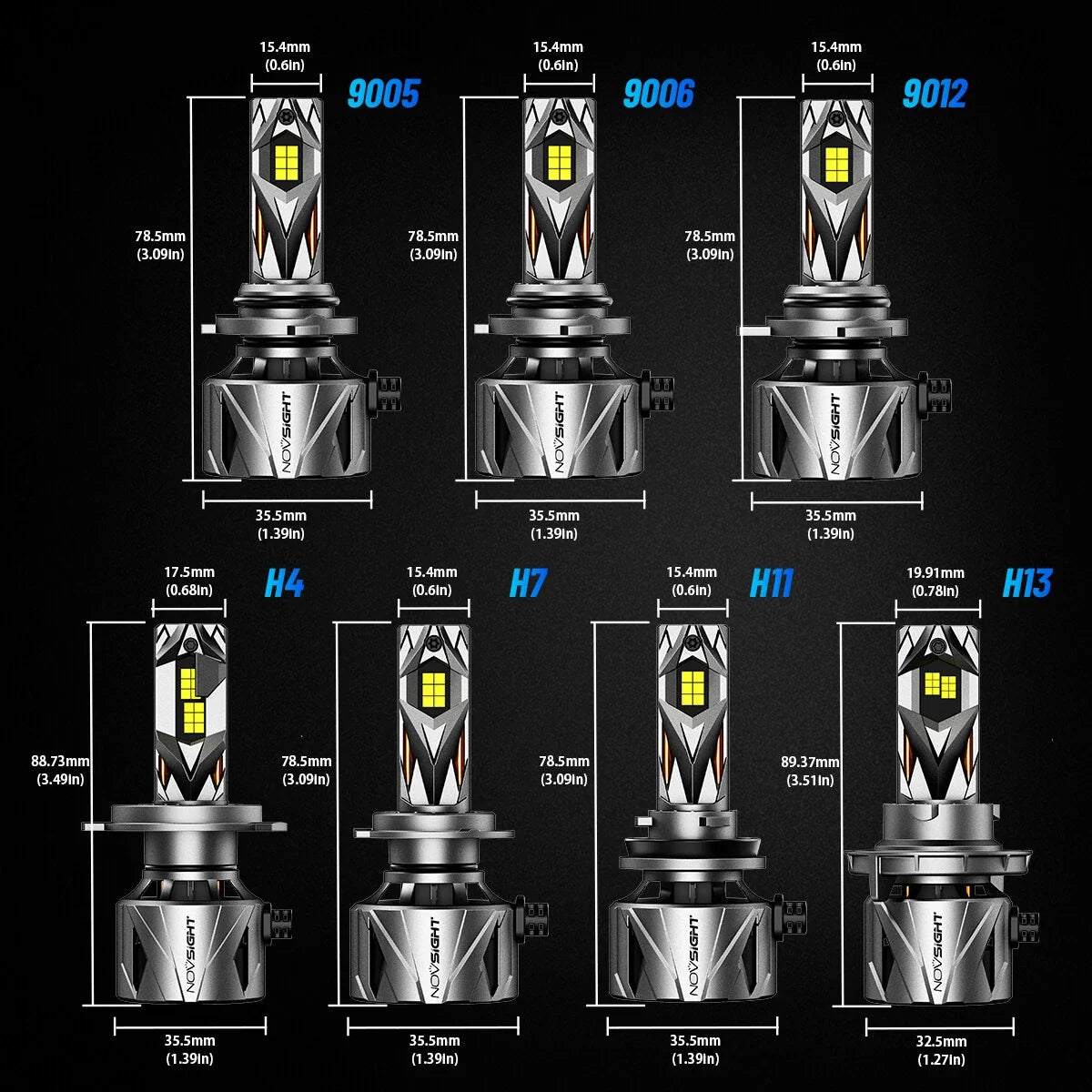4X 9005 H11 LED Headlight Bulbs Conversion Kit for