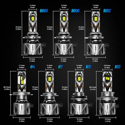 4X 9005 H11 LED Headlight Bulbs Conversion Kit for