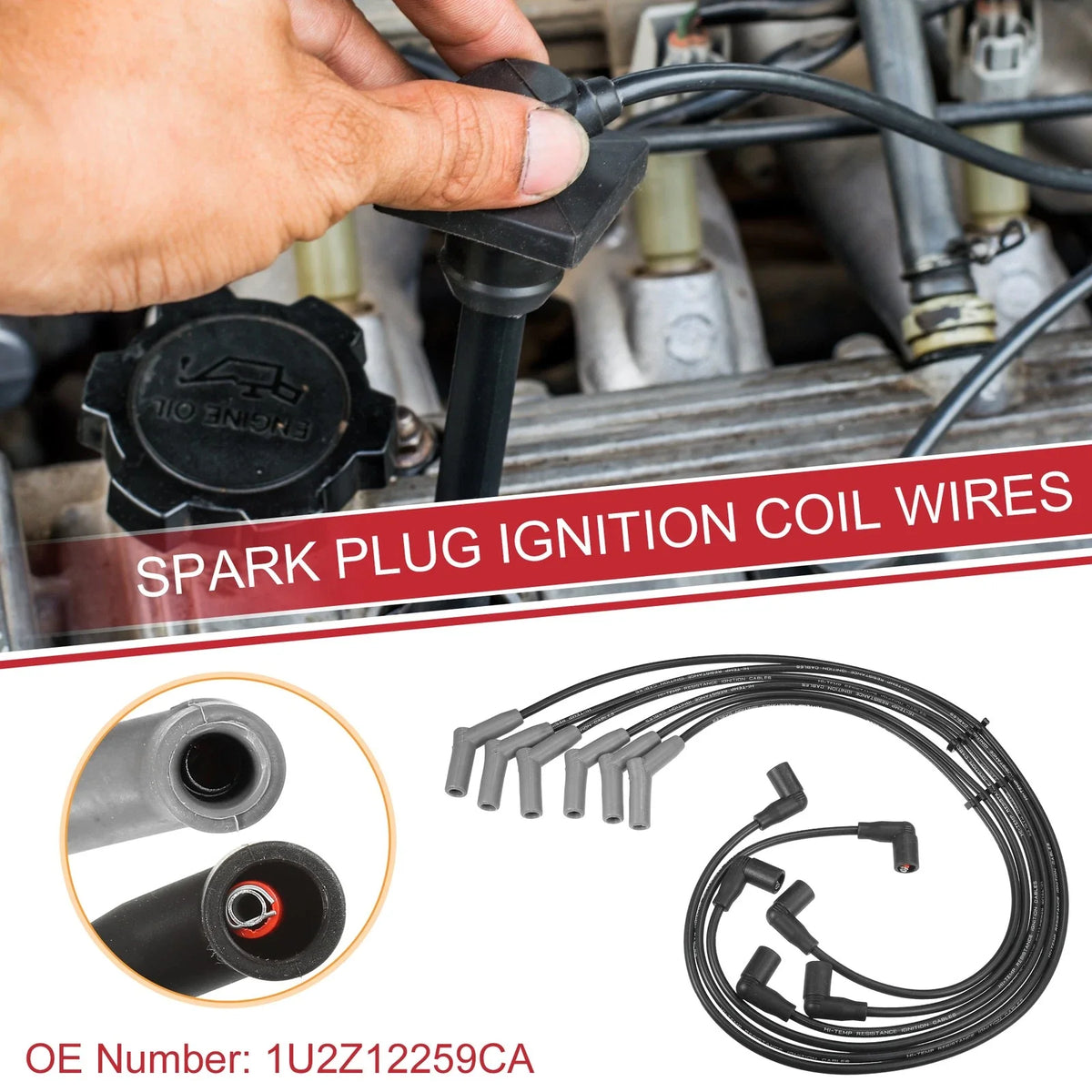 6 Pcs Spark Plug Wire Ignition Coil Cable No. 1U2Z12259CA for Ford Windstar (1995–2003)