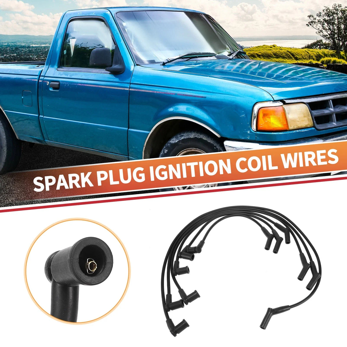 6 Pcs Spark Plug Wire Ignition Coil Cable for Ford Ranger V6 3.0L (2004–2007)