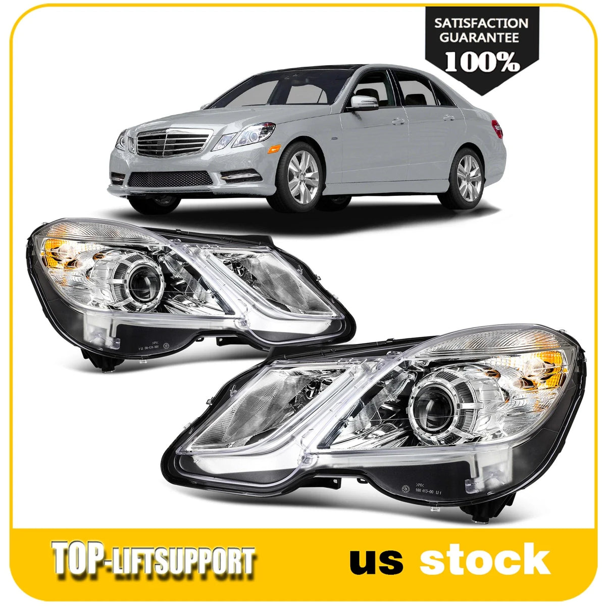 Pair Headlights for Mercedes Benz E350 E400 E550 (2010–2013) Chrome Projector