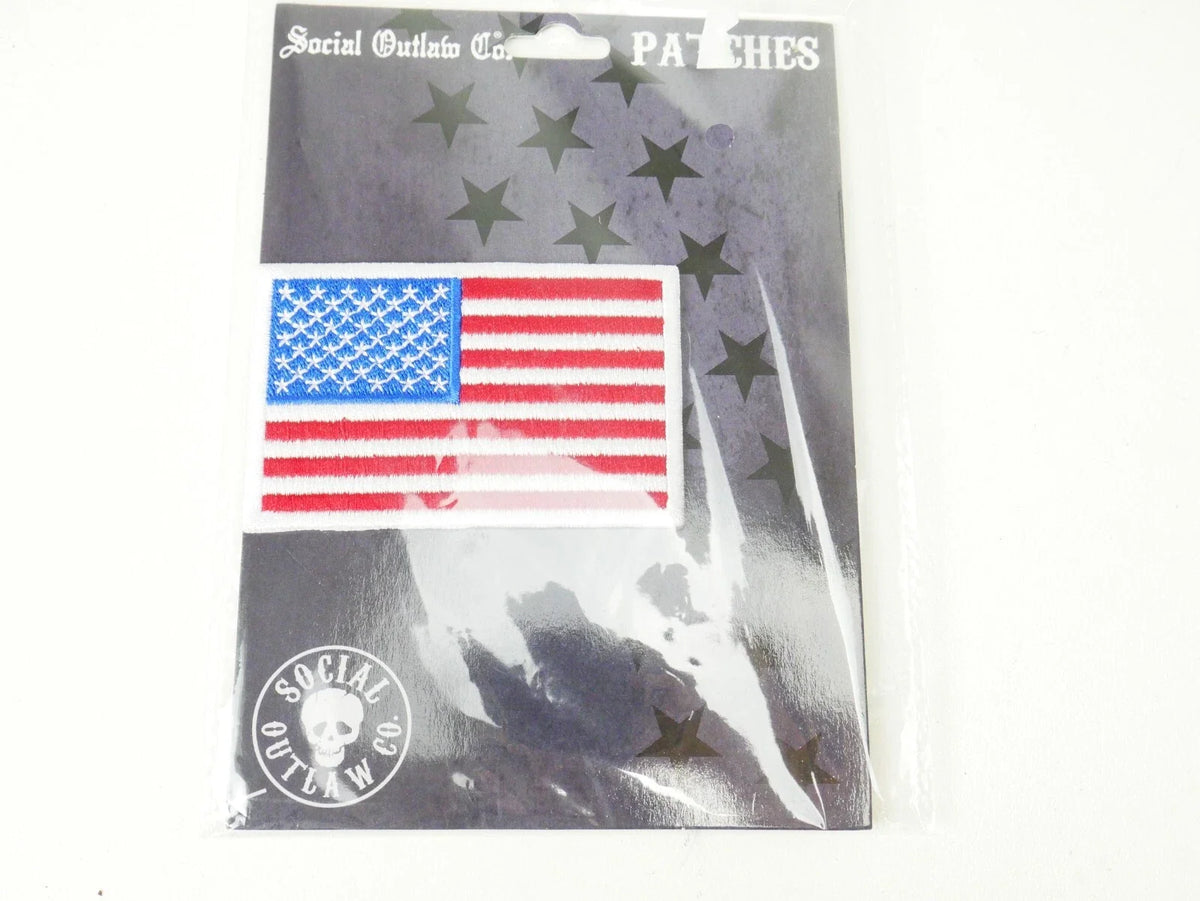 Motorcycle Patch - Embroidered White Border Iron-On USA Design