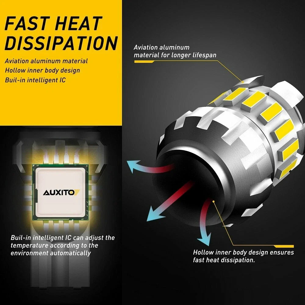 Universal 4X 921 LED Reverse Light Bulbs, 2400LM, White, Error Free