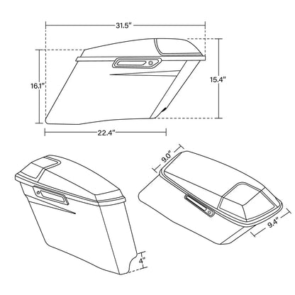Extended 4" Hard Saddlebags for Harley Electra Glide 1993-2013