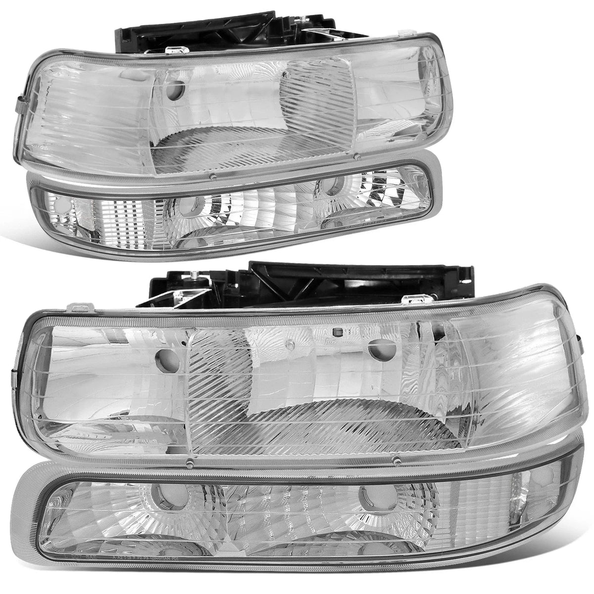 Chrome Headlight, Clear Bumper, Red 3D LED Tail Light Kit for Silverado (1999–2002)