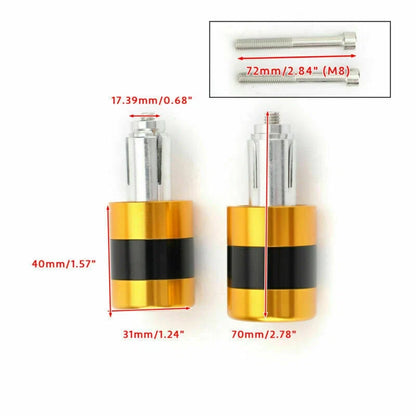 Set of 2 Gold Handle Bar Ends for Motorcycle (7/8" 22mm) T9