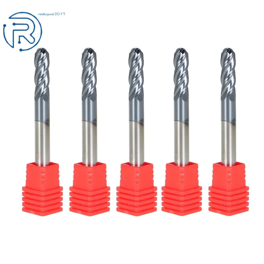 20 Pack Carbide End Mill 1/4" 4 Flute Ball Nose (3/4" LOC, 2-1/2" Overall)