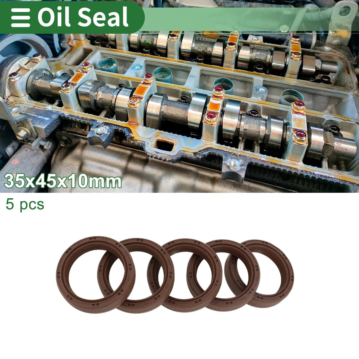 Set of 5 Oil Seals FKM Rubber 35x45x10mm for High Pressure
