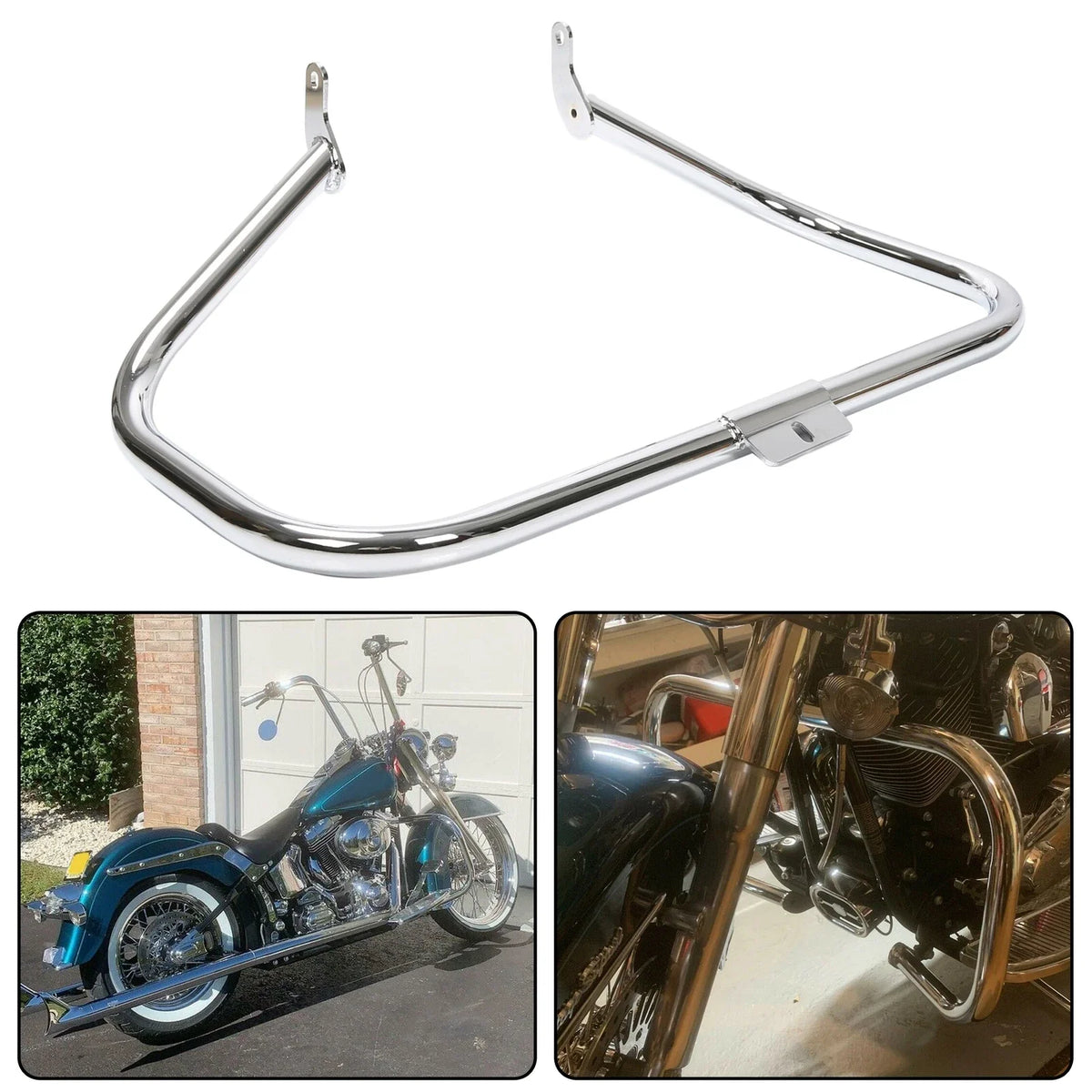 Engine Guard Crash Bar + 1.25" Highway Foot Pegs for Harley Softail (2000–2017)