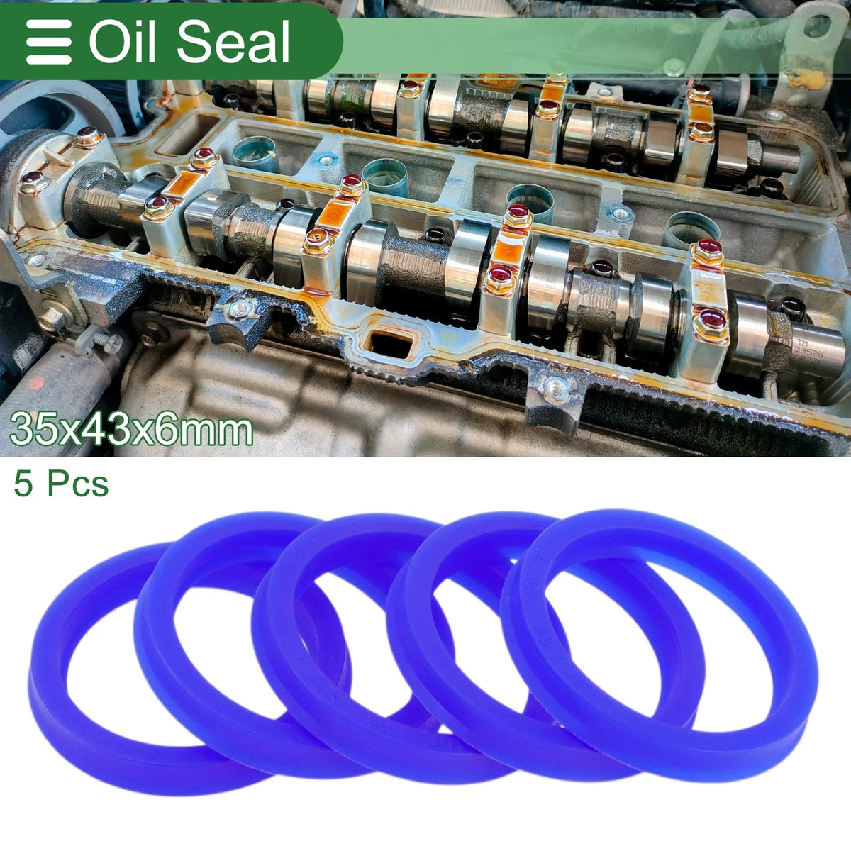 Set of 5 Oil Seal Rotary Shaft Seal 35x43x6mm TPU High Pressure