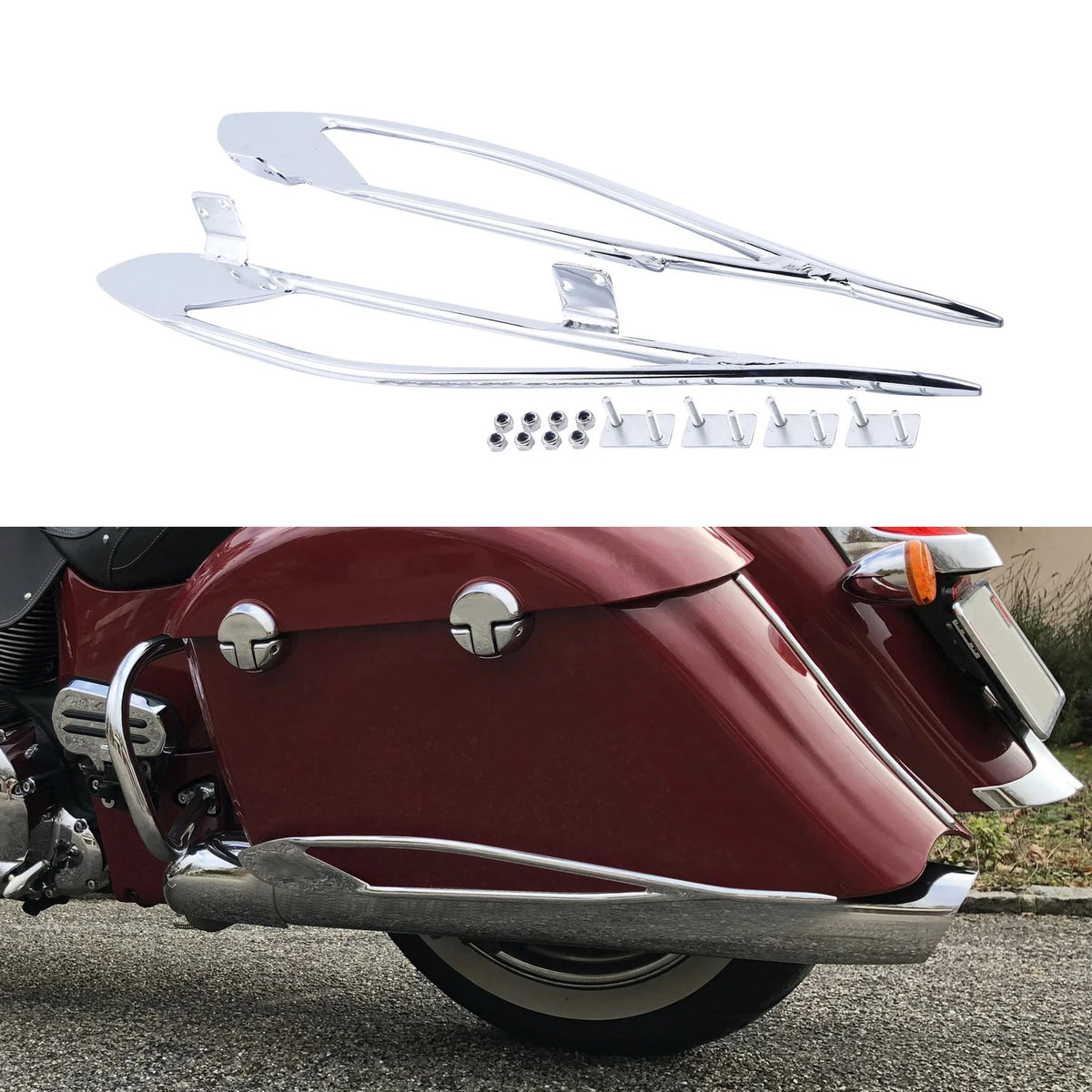 Chrome Saddlebag Trim Guard Rail for Indian Chieftain Classic Roadmaster (2014–2023)