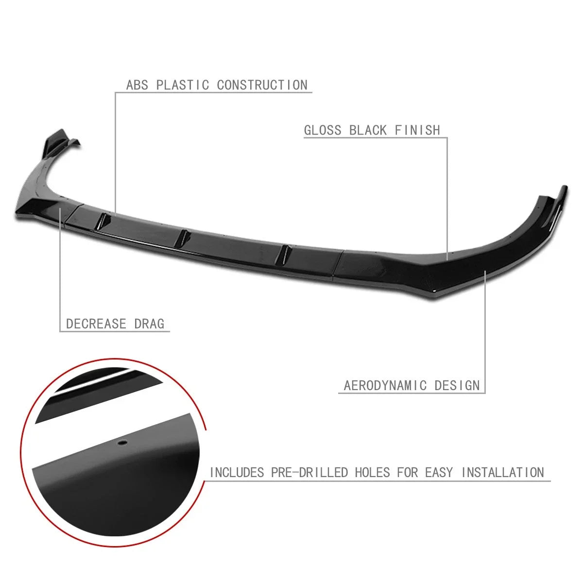 3Pc Front Bumper Lip Splitter Under Panel Diffuser for Elantra (2021–2022)