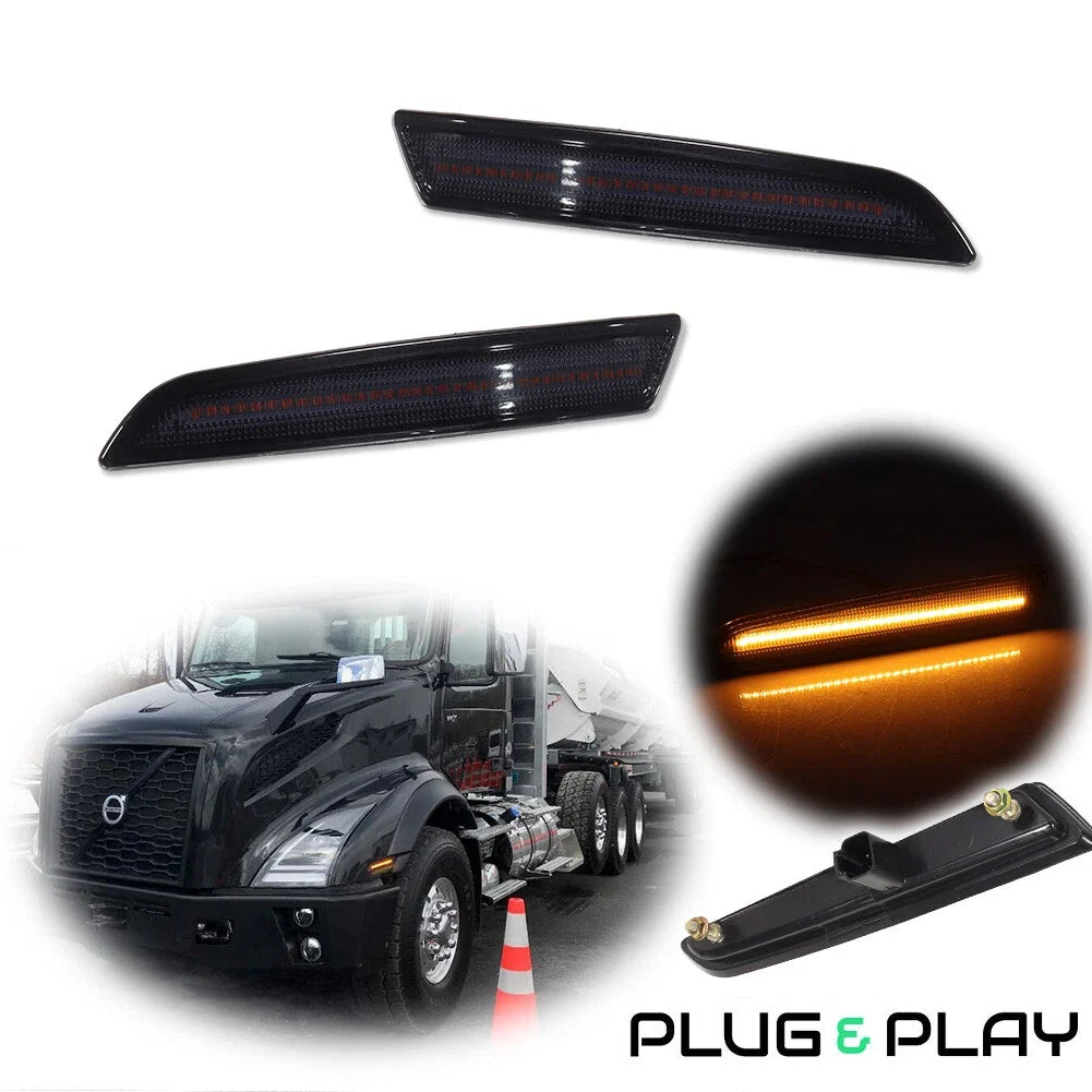 Amber LED Front Side Marker Lights for Volvo VNL VNR (2018–2024)
