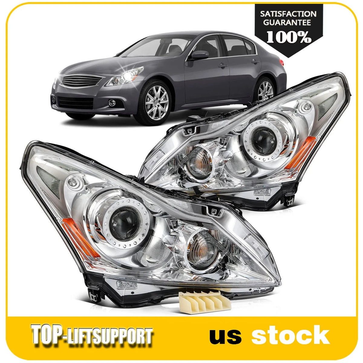 Pair Halogen Projector Headlights for Infiniti G37 G25 Q40 (2010–2013)