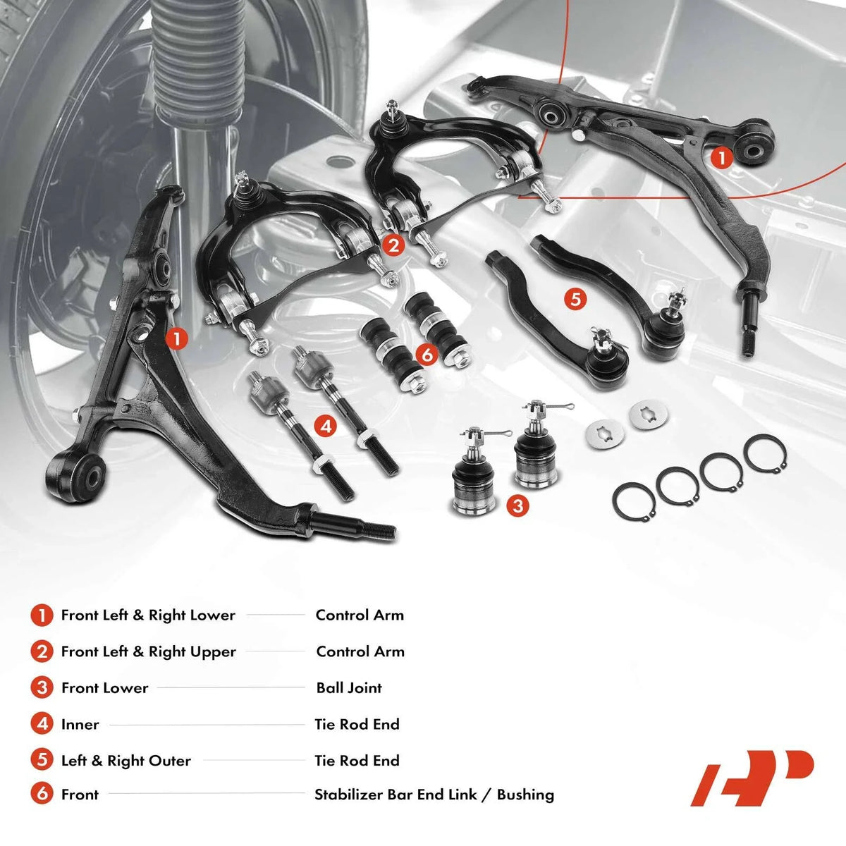 Sway Bar Link and Control Arm Kit for Honda Civic 12 Pieces
