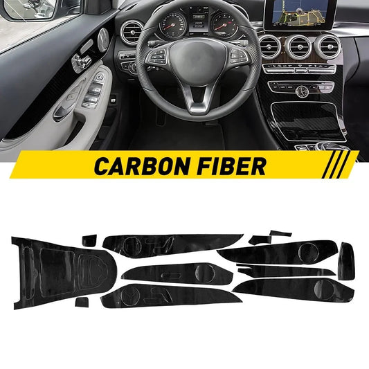 Carbon Fiber Pattern Interior Trim Decal for Mercedes Benz C-Class GLC (2015–2018)