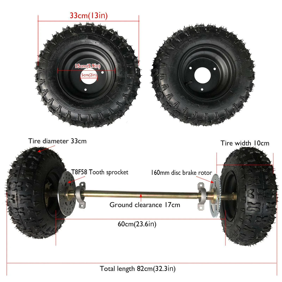 29" Go Kart Rear Axle Kit with Brake & Sprocket for Drift Trike