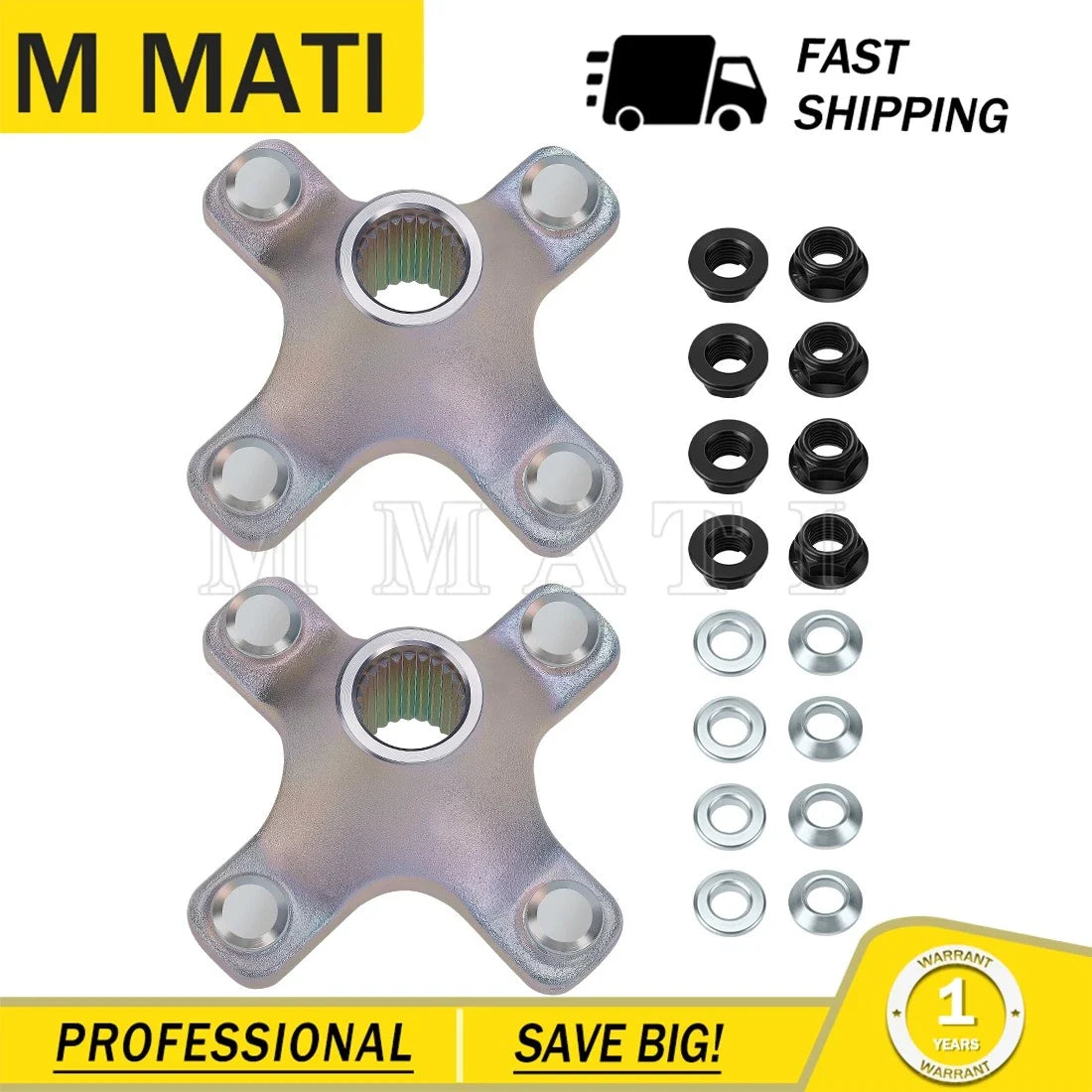 Set of 2 Rear Wheel Hubs w/Flange Lug Nuts for Honda Sportrax 300 (1993–2008)