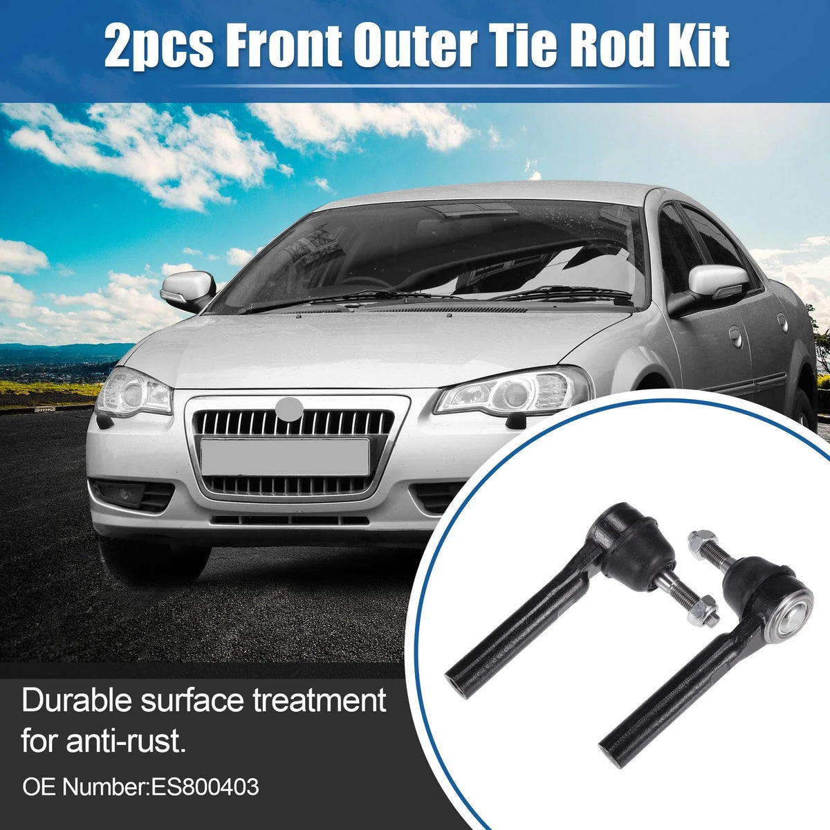 2pcs Front Outer Tie Rod End Links for Chrysler Town & Country (2008–2016) No. ES800403