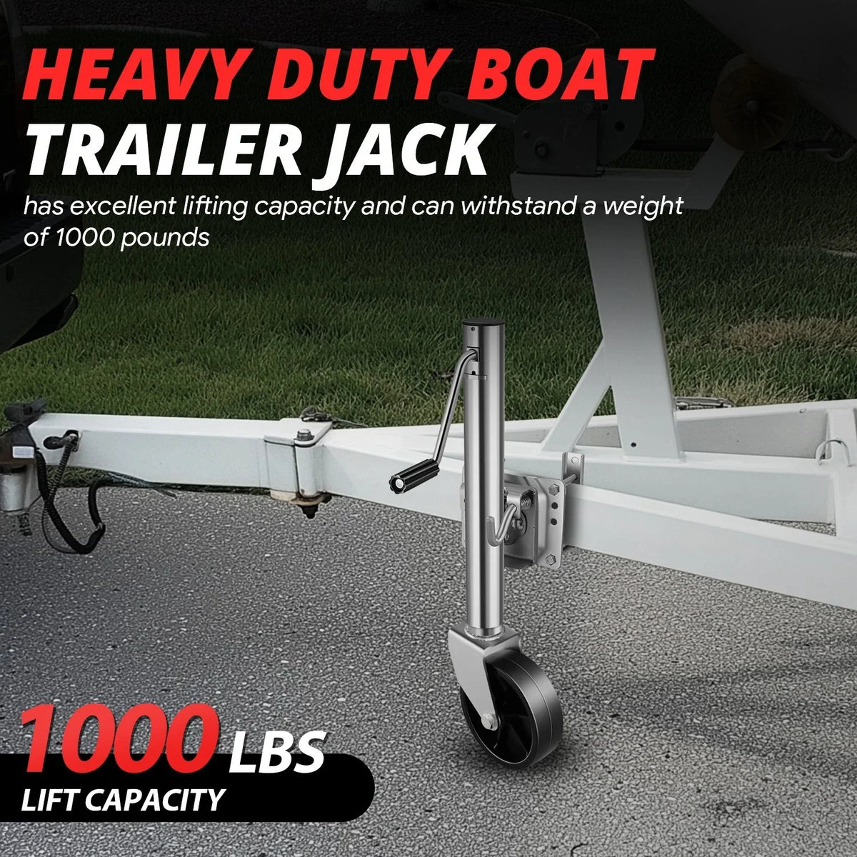Side Mount Trailer Jack w/Wheel for Universal (12.6in-22.8in)