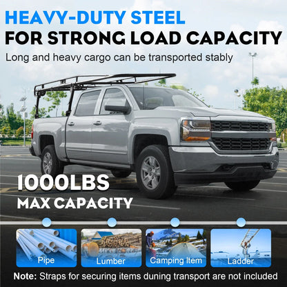 138x60" Adjustable Ladder Rack for Universal Pickup Truck Bed