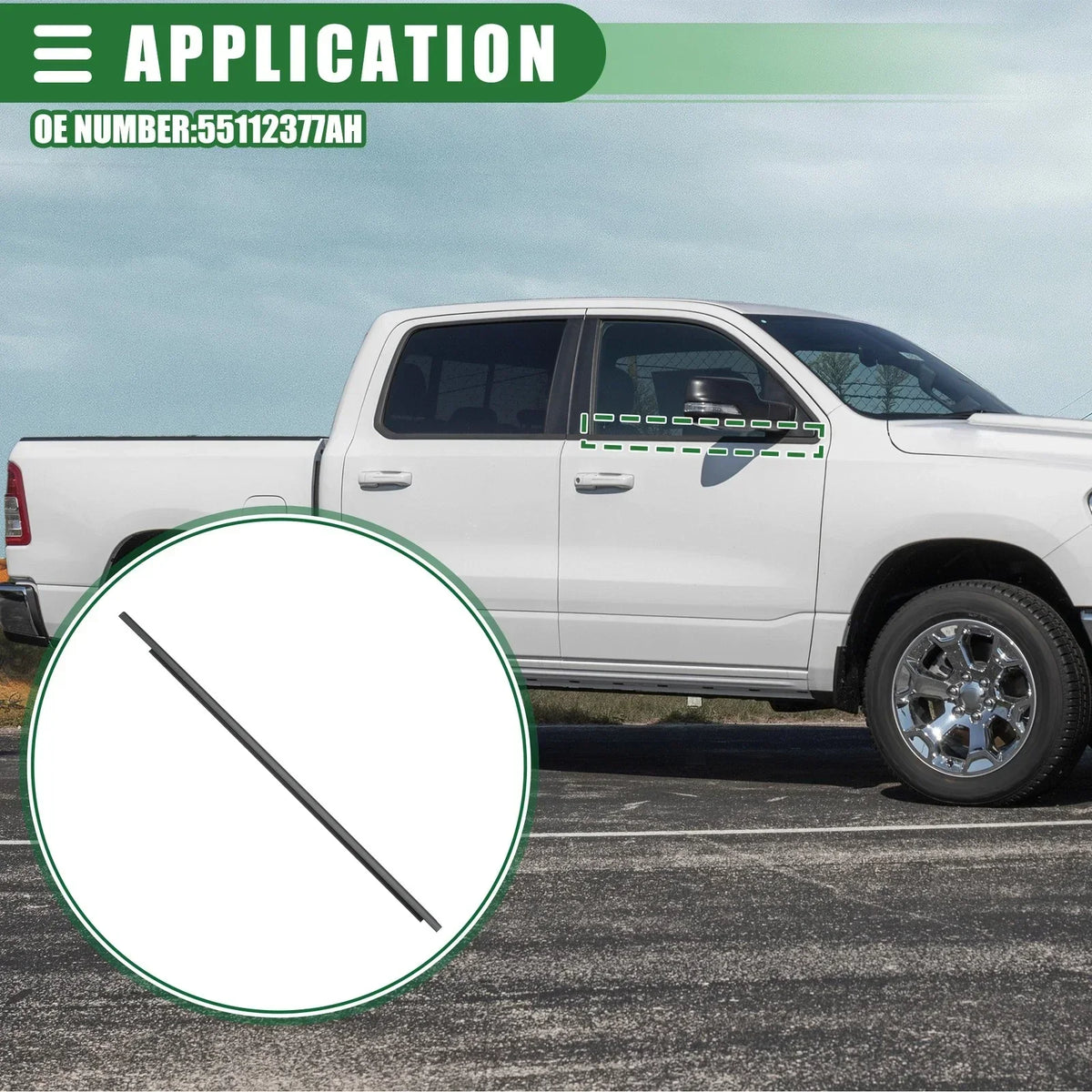 Front Right Weatherstrip for Door Window on Dodge Ram 1500 (2009-2010)