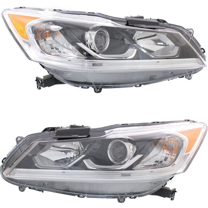 Set of 2 Halogen Headlights for Honda Accord (2016–2017) LX Sedan with Bulbs