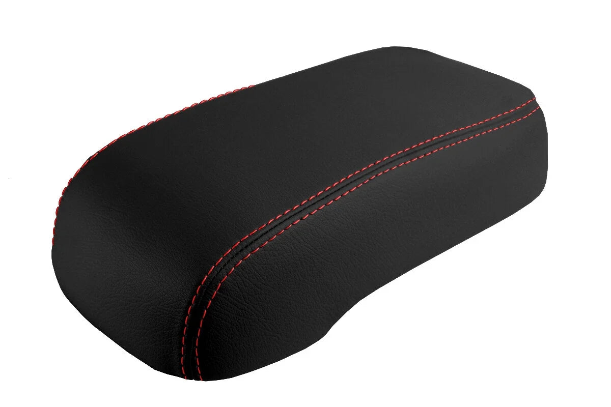 Leather Console Lid Armrest Cover for Hummer H3 (2005–2010) Red Stitch