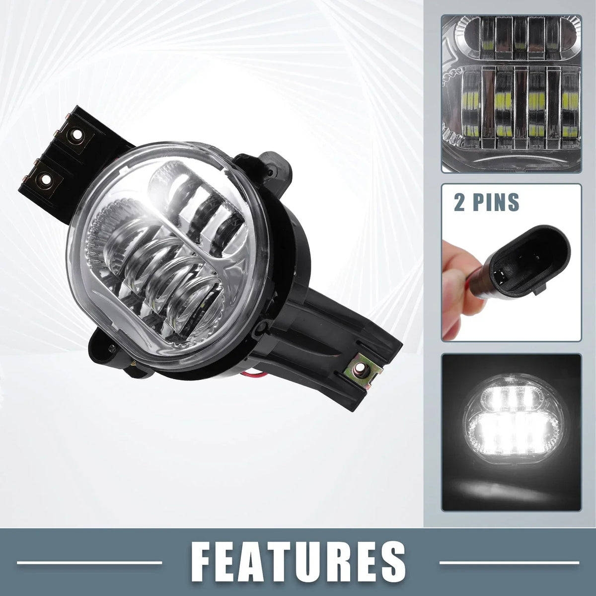 1 Pair of White LED Fog Lights for Dodge Ram 2500 (2010-2023)