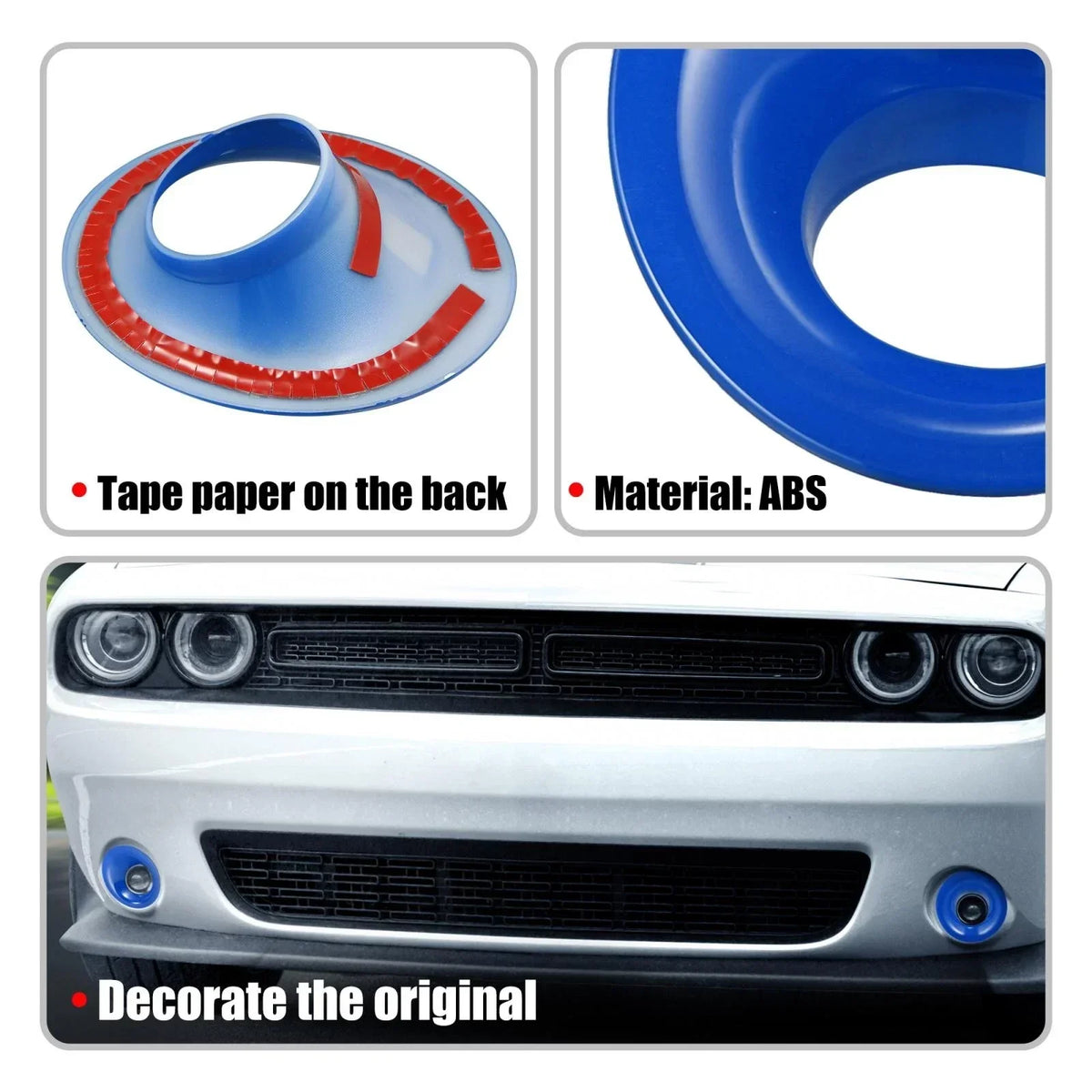 Front Fog Light Trim Covers - Blue for Dodge Challenger 2015-2020