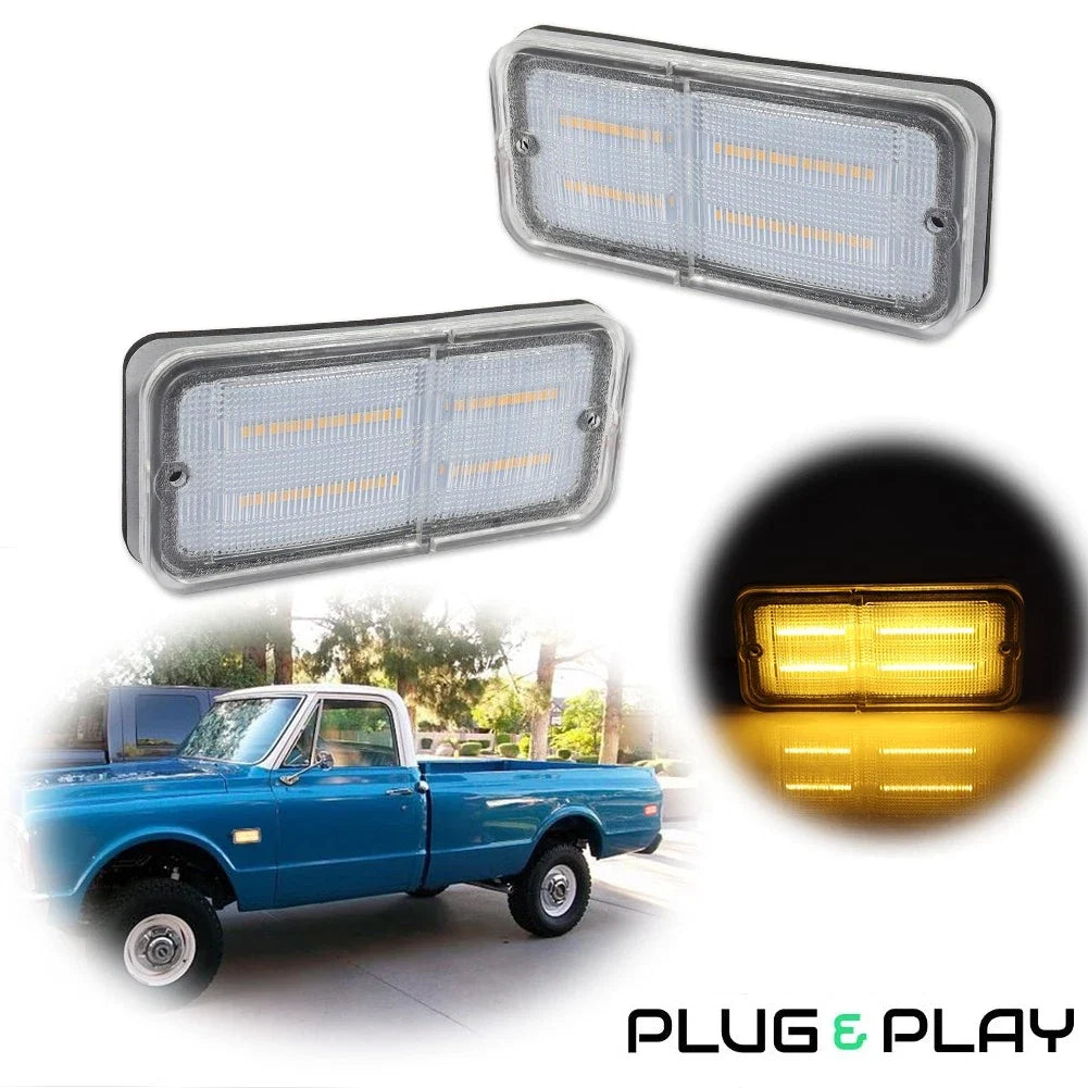 Clear LED Front Side Marker Lights for Chevy GMC C/K Trucks Suburban (1968–1972)