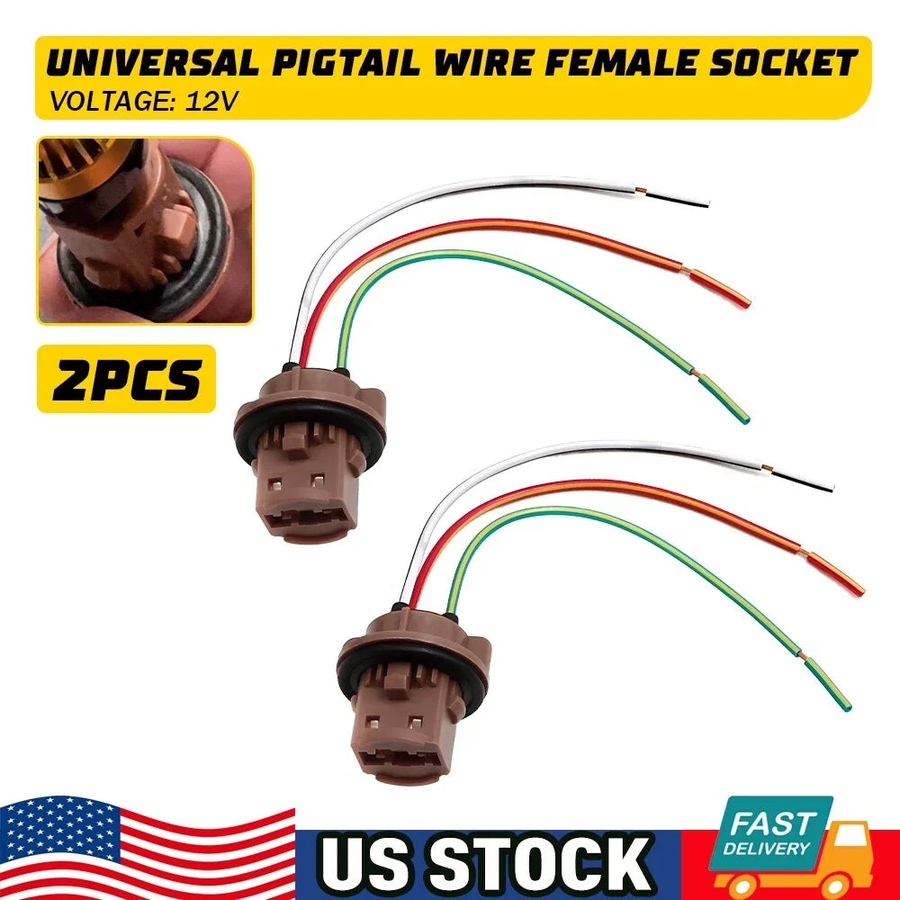7443 Pigtail Wire Female Socket for Universal Front Turn Signal Lamp