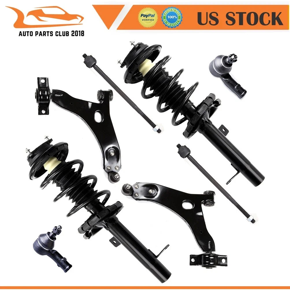 Front Strut & Spring with Control Arm & Tie Rod for 2000-2004 Ford Focus