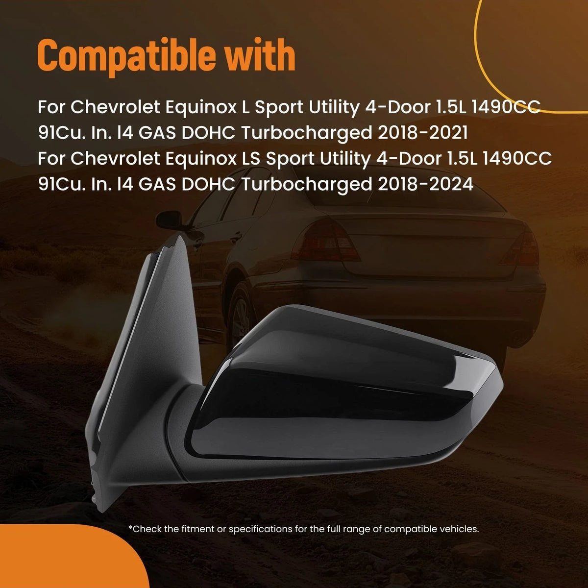 Heated Left Side View Mirror for Chevrolet Equinox 2018-2024 GM1320560