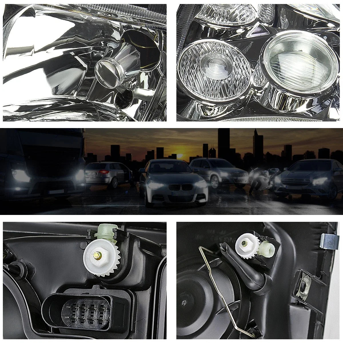 Chrome Housing Euro-Spec Headlamp w/Fog Lamp for Jetta MK4 1999-2005