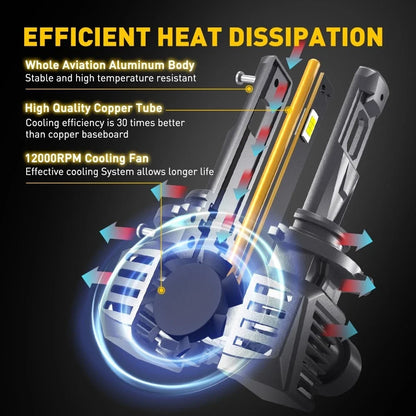 Low Beam 9012 HIR2 LED Headlight Bulbs - AUXITO (5000LM, 6500K)