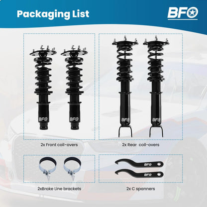 Coilover Struts and Shocks for Honda Prelude 1992-2001, Adjustable Height