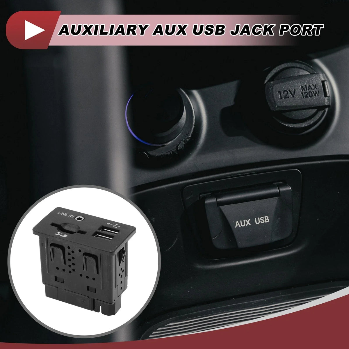 Auxiliary USB Jack Port for Ford Edge (2011–2019) - Black
