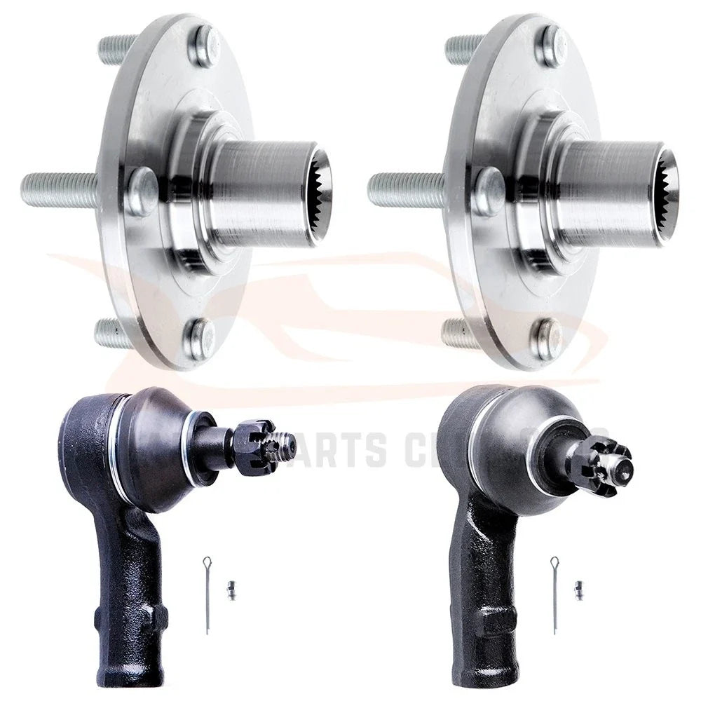 2 Tie Rod Ends and 2 Wheel Hub Assemblies for Ford Focus (2000-2006)